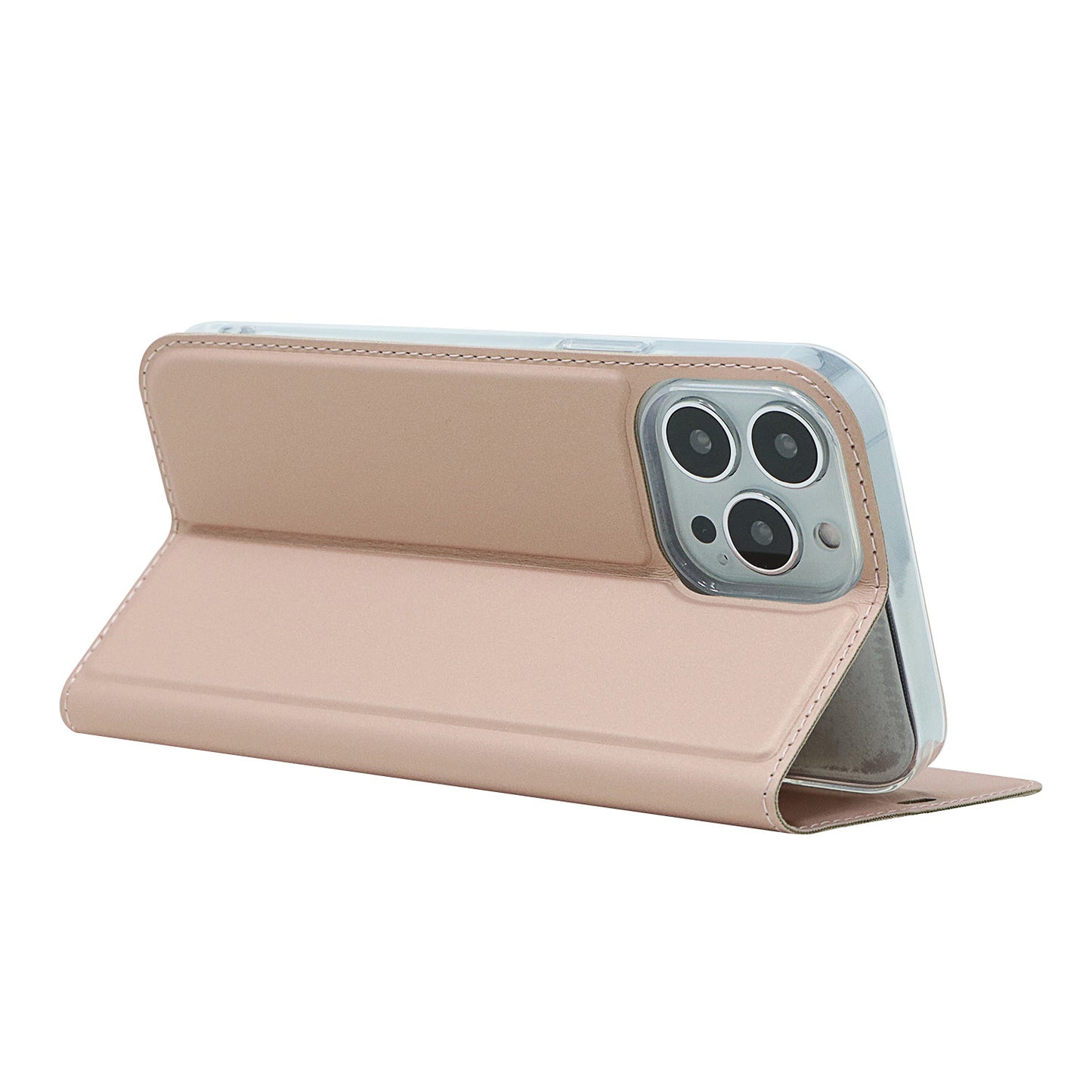 All-around Protection Auto-absorbed Fashion Solid Color Card Slot Shockproof Leather Phone Cover Case with Stand for iPhone 13 Pro 6.1 inch