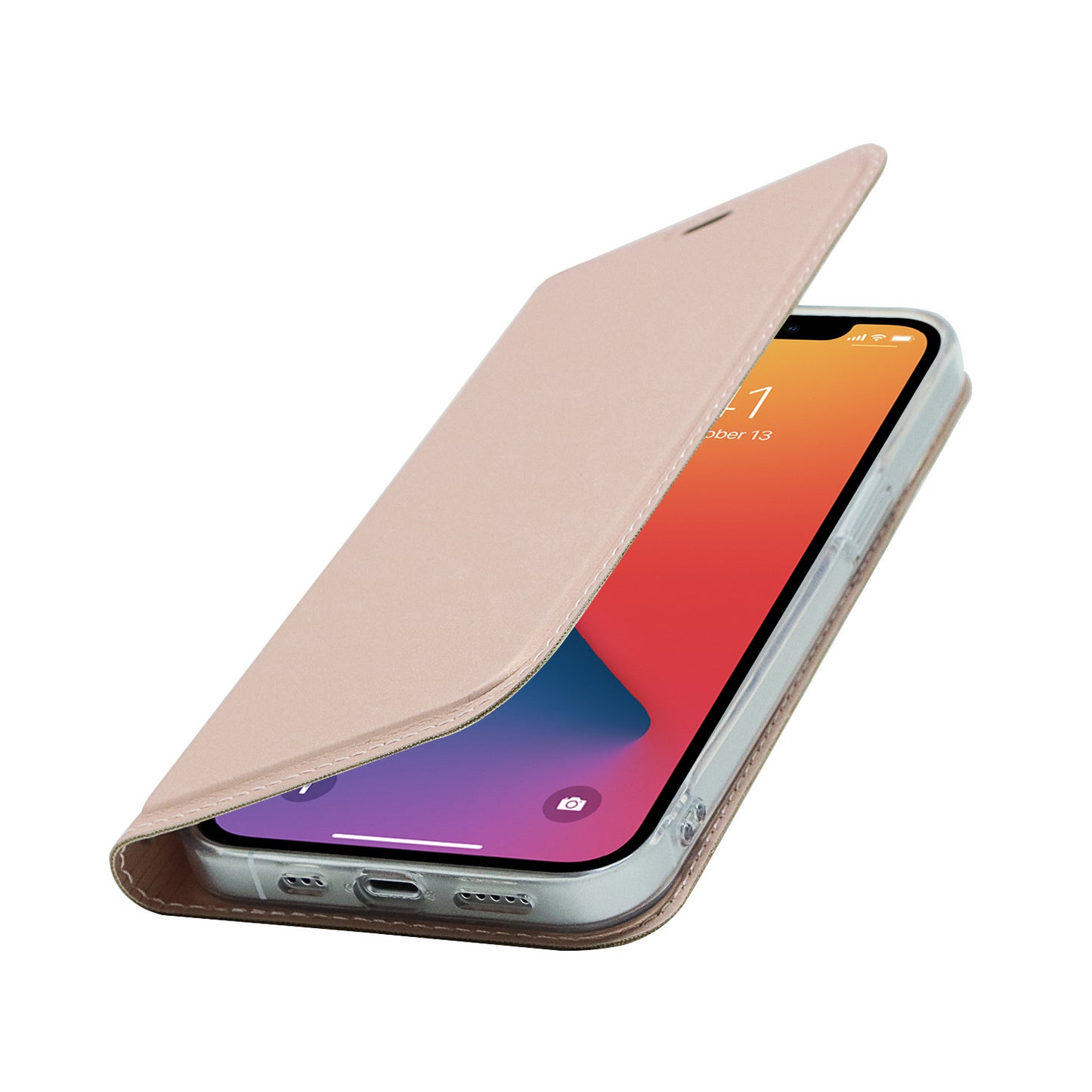 All-around Protection Auto-absorbed Fashion Solid Color Card Slot Shockproof Leather Phone Cover Case with Stand for iPhone 13 Pro 6.1 inch