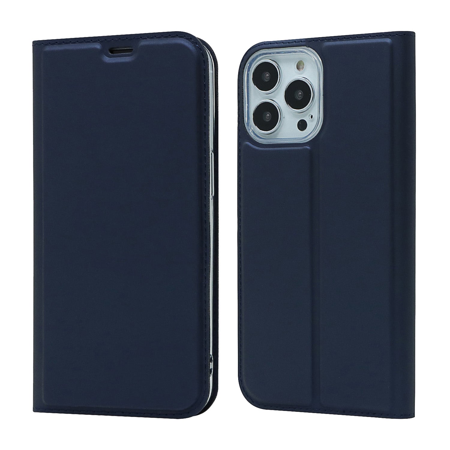 All-around Protection Auto-absorbed Fashion Solid Color Card Slot Shockproof Leather Phone Cover Case with Stand for iPhone 13 Pro 6.1 inch