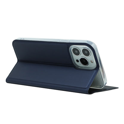 All-around Protection Auto-absorbed Fashion Solid Color Card Slot Shockproof Leather Phone Cover Case with Stand for iPhone 13 Pro 6.1 inch