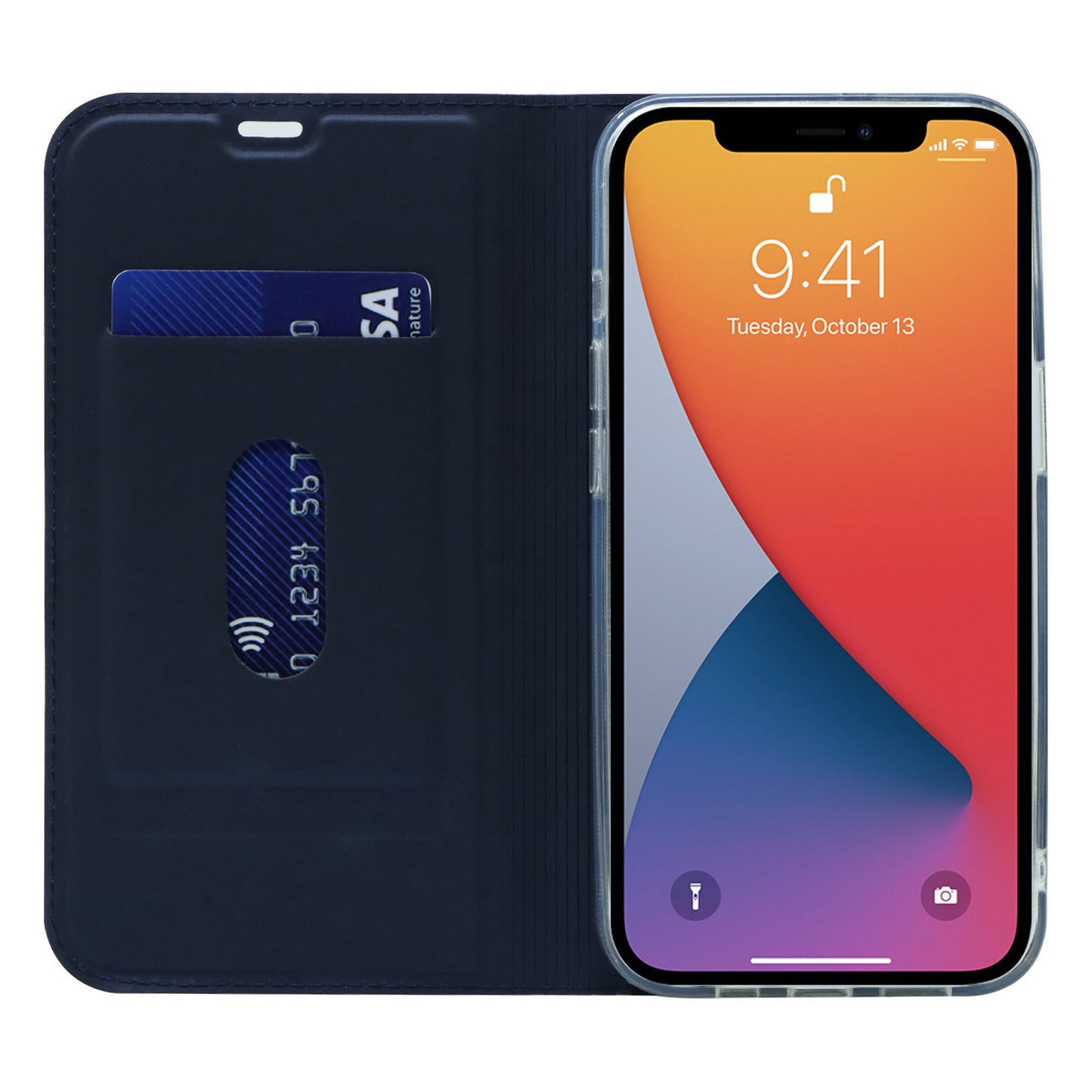 All-around Protection Auto-absorbed Fashion Solid Color Card Slot Shockproof Leather Phone Cover Case with Stand for iPhone 13 Pro 6.1 inch