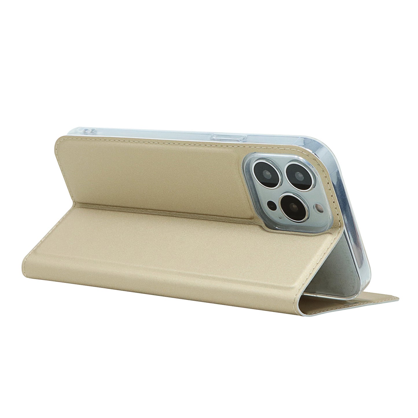 All-around Protection Auto-absorbed Fashion Solid Color Card Slot Shockproof Leather Phone Cover Case with Stand for iPhone 13 Pro 6.1 inch
