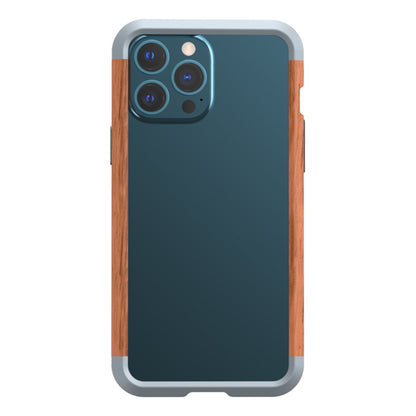 R-JUST Real Nature Stylish Wood + Aluminum Alloy Metal Bumper Frame Ultra Slim Shockproof Protective Case for iPhone 13 Pro 6.1 inch