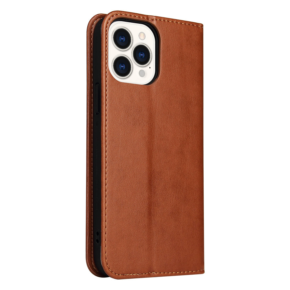 PU Leather Texture Wallet Card Slots Stand Design Phone Case for iPhone 13 Pro 6.1 inch
