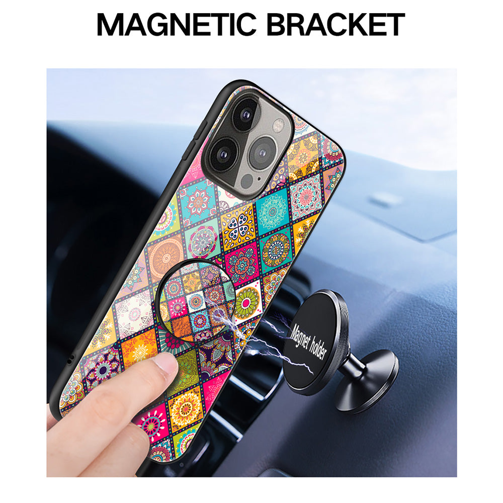 Anti-Scratch Glass Hybrid Case Phone Protector with Built-In Metal Sheet and Lanyard for iPhone 13 Pro Max 6.7 inch