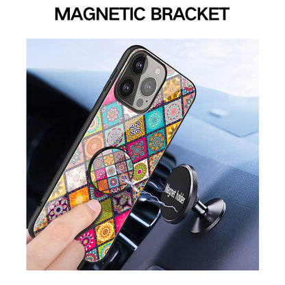 Anti-Scratch Glass Hybrid Case Phone Protector with Built-In Metal Sheet and Lanyard for iPhone 13 Pro Max 6.7 inch