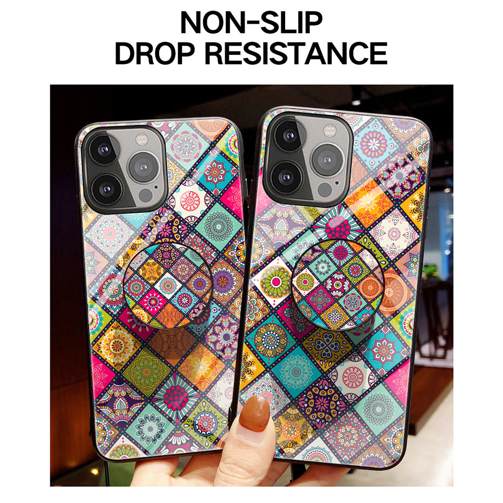 Anti-Scratch Glass Hybrid Case Phone Protector with Built-In Metal Sheet and Lanyard for iPhone 13 Pro Max 6.7 inch