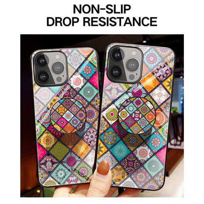 Anti-Scratch Glass Hybrid Case Phone Protector with Built-In Metal Sheet and Lanyard for iPhone 13 Pro Max 6.7 inch