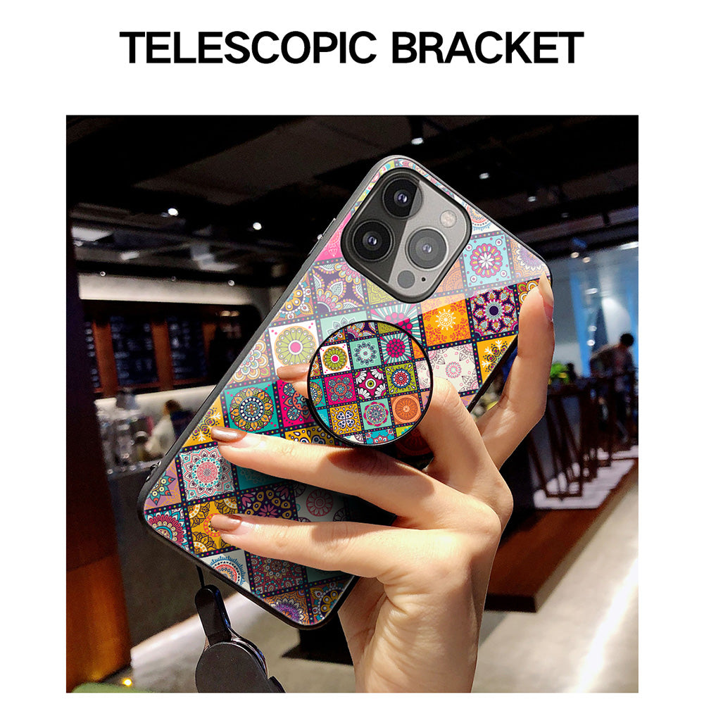 Anti-Scratch Glass Hybrid Case Phone Protector with Built-In Metal Sheet and Lanyard for iPhone 13 Pro Max 6.7 inch