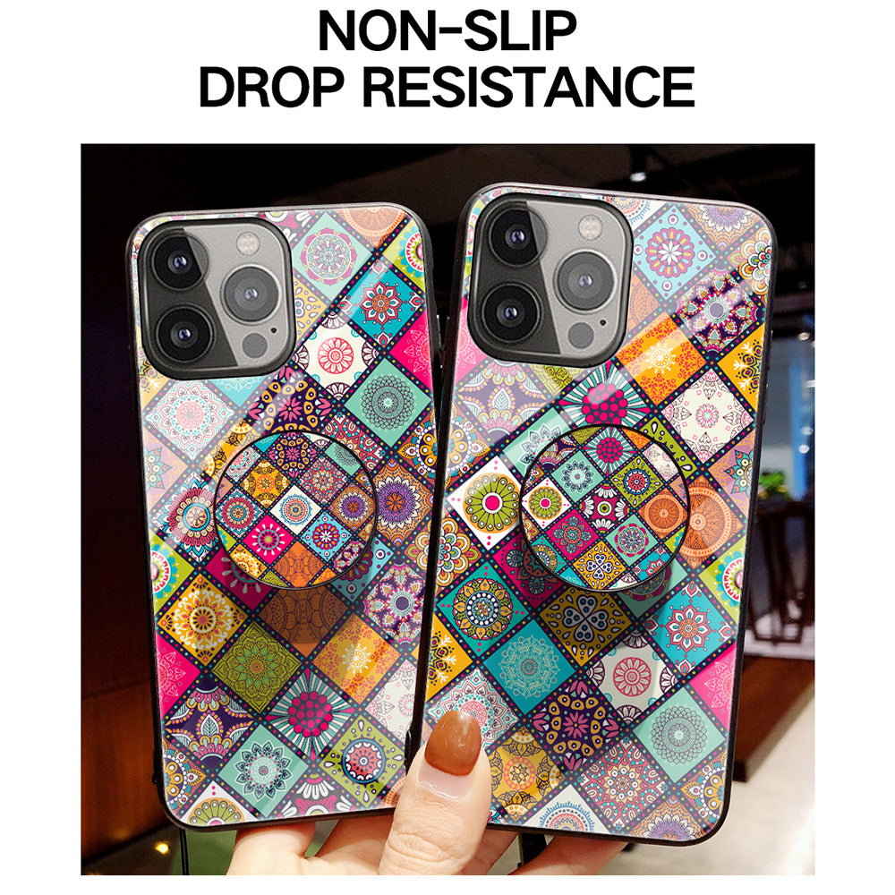 Shock-Absorbed Built-In Metal Sheet Phone Protector Glass Hybrid Case with Lanyard for iPhone 13 Pro 6.1 inch