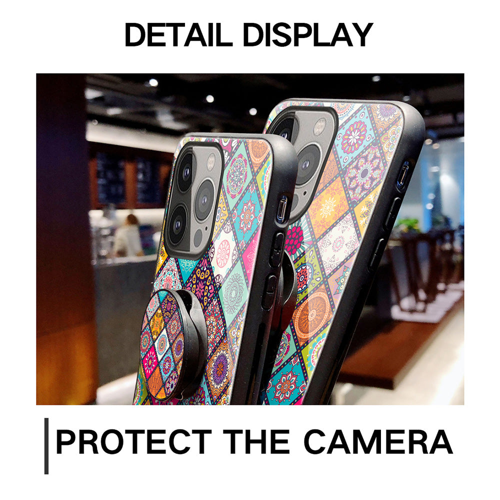 Shock-Absorbed Built-In Metal Sheet Phone Protector Glass Hybrid Case with Lanyard for iPhone 13 Pro 6.1 inch