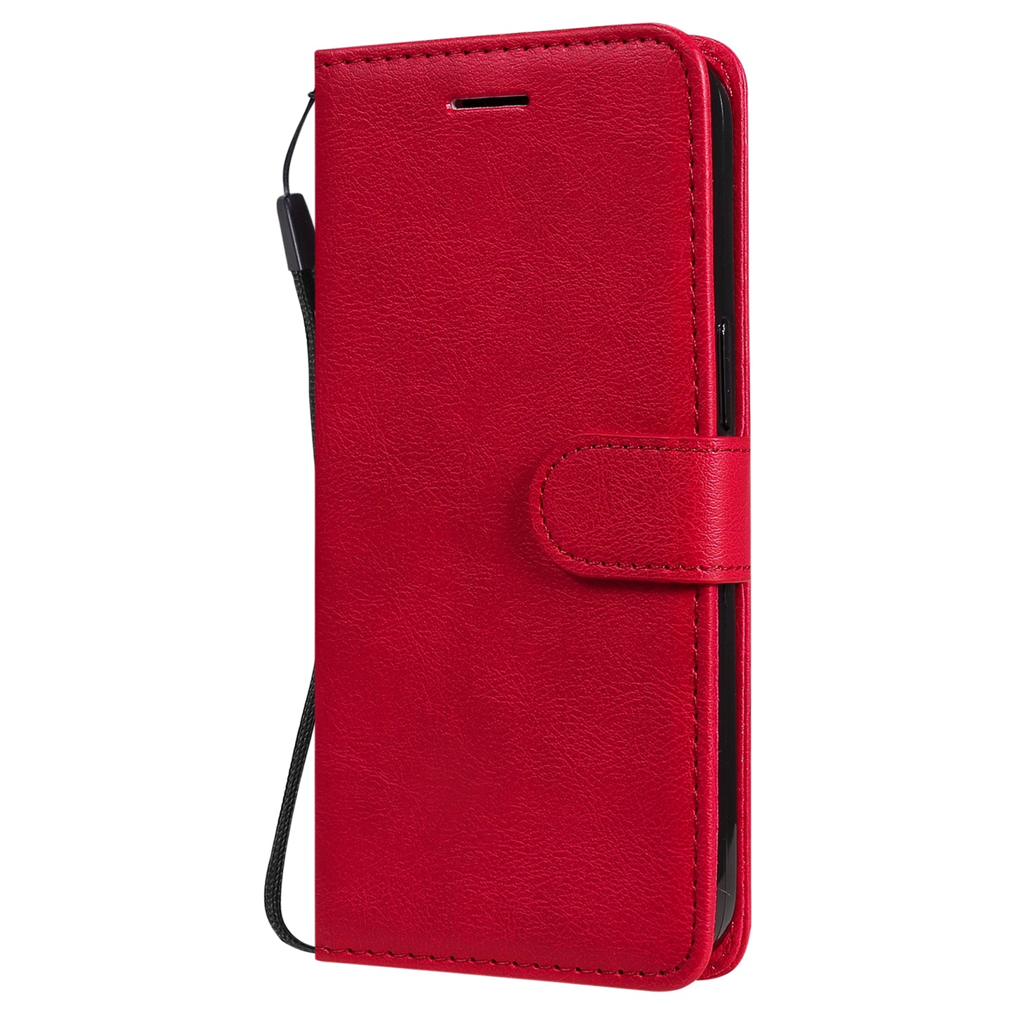 KT Leather Series-2 Solid Color PU Leather Phone Case Wallet Stand Shell with Strap for iPhone 13 Pro 6.1 inch