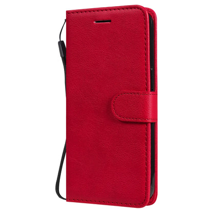 KT Leather Series-2 Solid Color PU Leather Phone Case Wallet Stand Shell with Strap for iPhone 13 Pro 6.1 inch