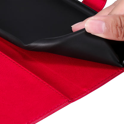 KT Leather Series-2 Solid Color PU Leather Phone Case Wallet Stand Shell with Strap for iPhone 13 Pro 6.1 inch