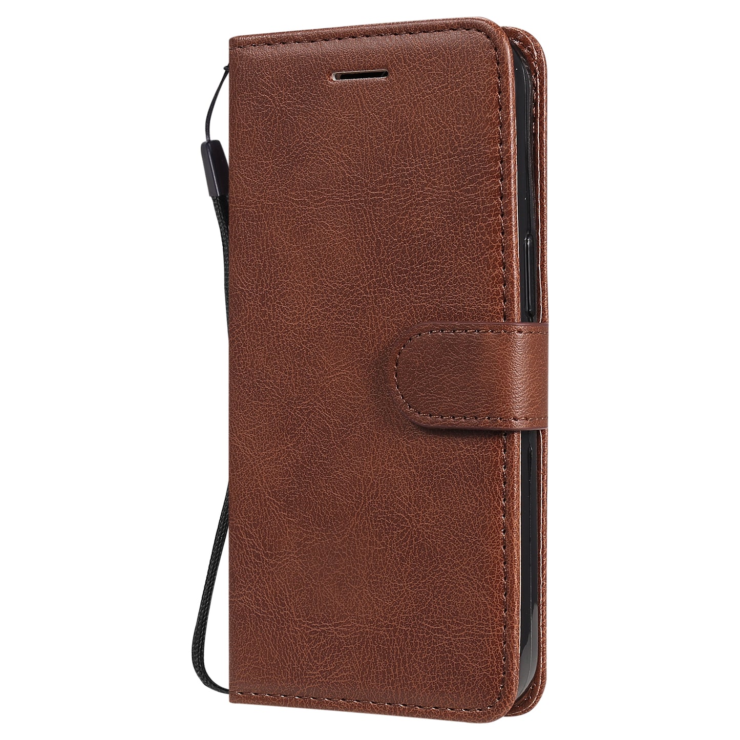 KT Leather Series-2 Solid Color PU Leather Phone Case Wallet Stand Shell with Strap for iPhone 13 Pro 6.1 inch