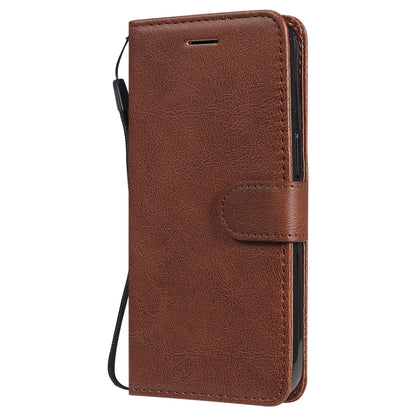 KT Leather Series-2 Solid Color PU Leather Phone Case Wallet Stand Shell with Strap for iPhone 13 Pro 6.1 inch