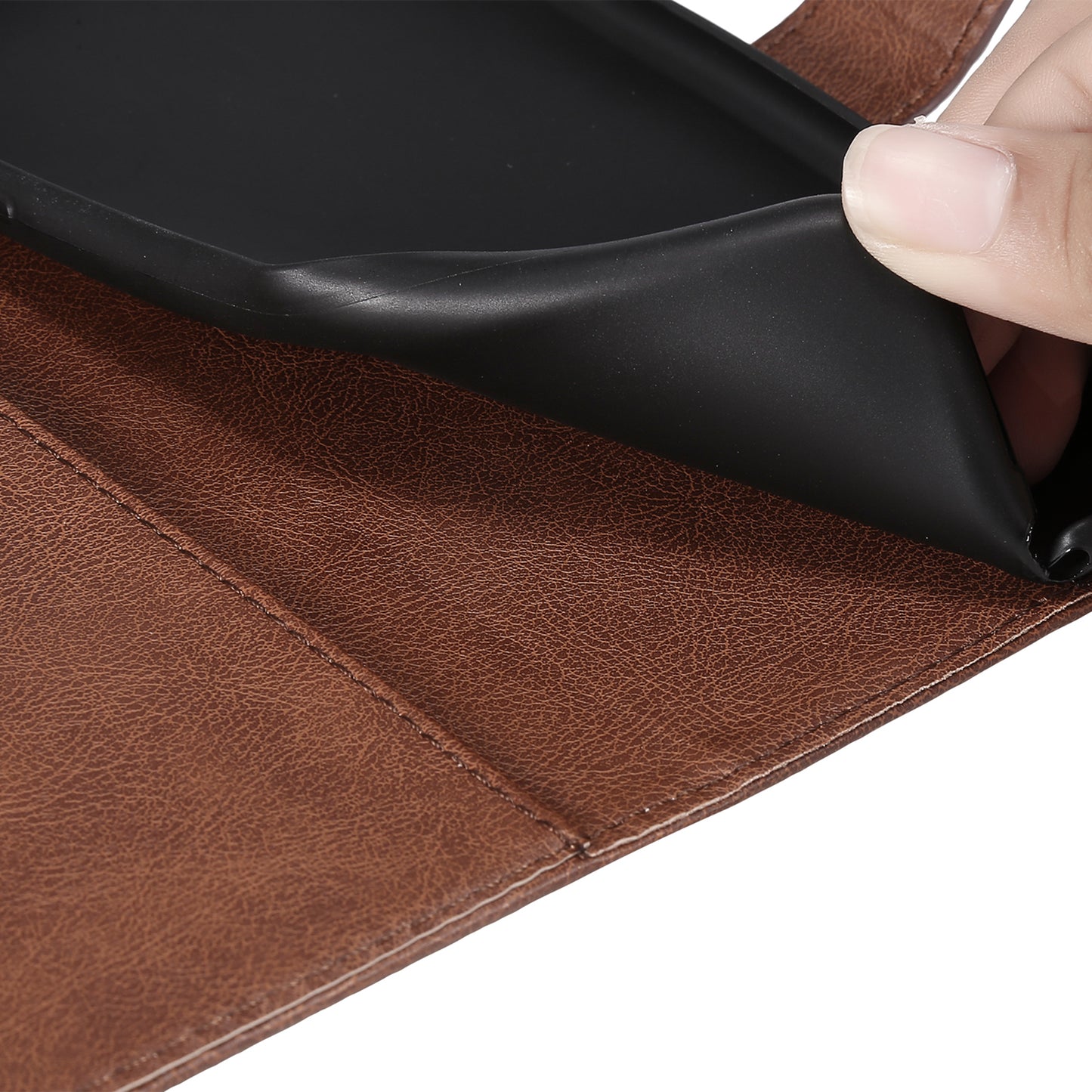 KT Leather Series-2 Solid Color PU Leather Phone Case Wallet Stand Shell with Strap for iPhone 13 Pro 6.1 inch