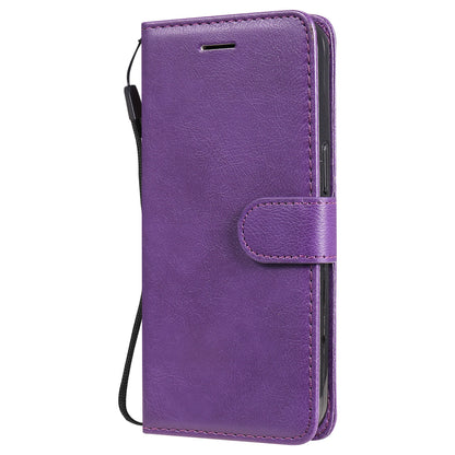 KT Leather Series-2 Solid Color PU Leather Phone Case Wallet Stand Shell with Strap for iPhone 13 Pro 6.1 inch