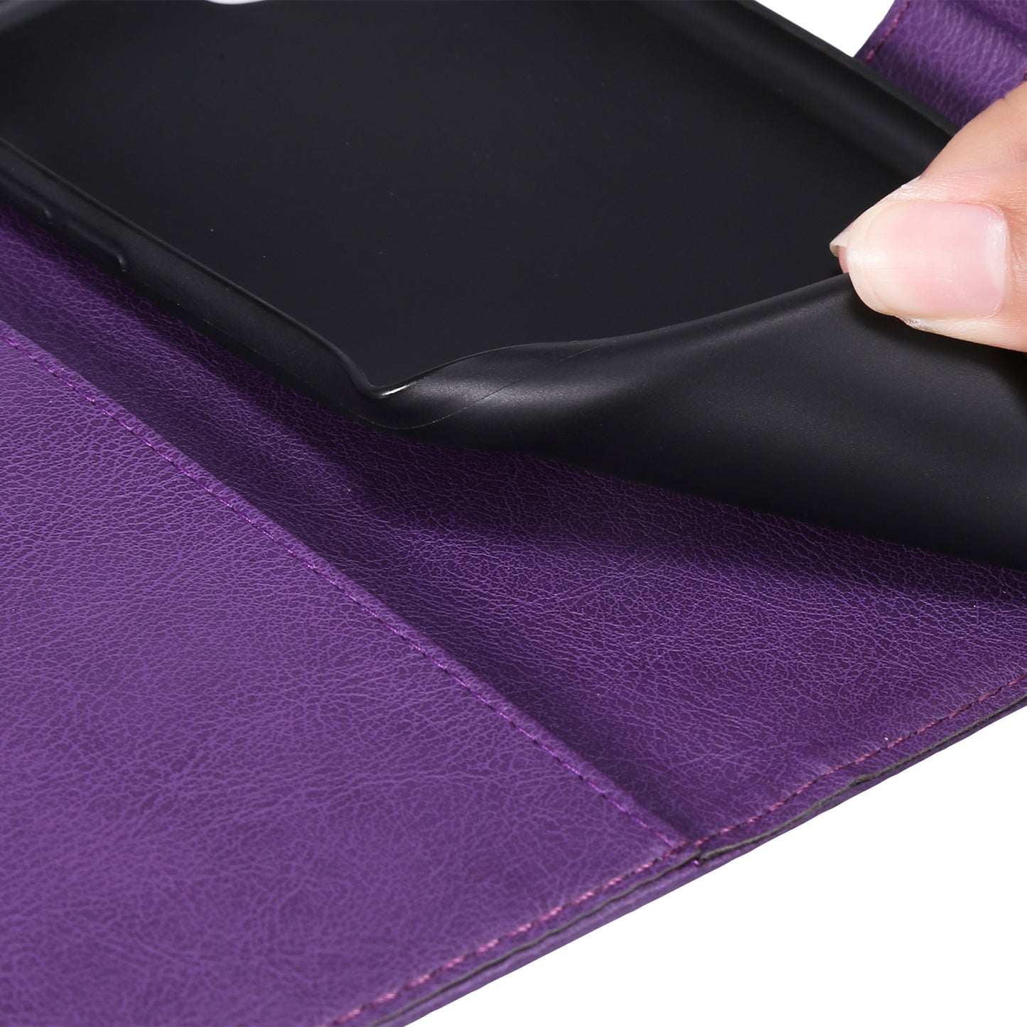 KT Leather Series-2 Solid Color PU Leather Phone Case Wallet Stand Shell with Strap for iPhone 13 Pro 6.1 inch