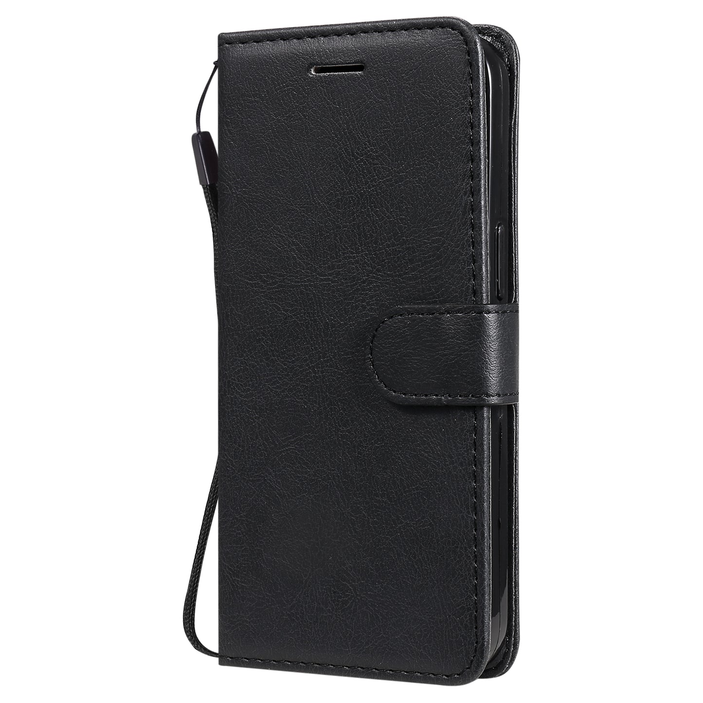 KT Leather Series-2 Solid Color PU Leather Phone Case Wallet Stand Shell with Strap for iPhone 13 Pro 6.1 inch