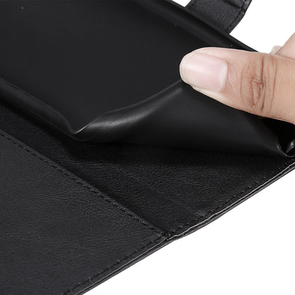 KT Leather Series-2 Solid Color PU Leather Phone Case Wallet Stand Shell with Strap for iPhone 13 Pro 6.1 inch