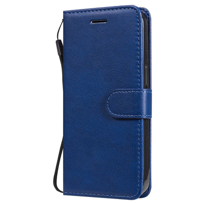 KT Leather Series-2 Solid Color PU Leather Phone Case Wallet Stand Shell with Strap for iPhone 13 Pro 6.1 inch