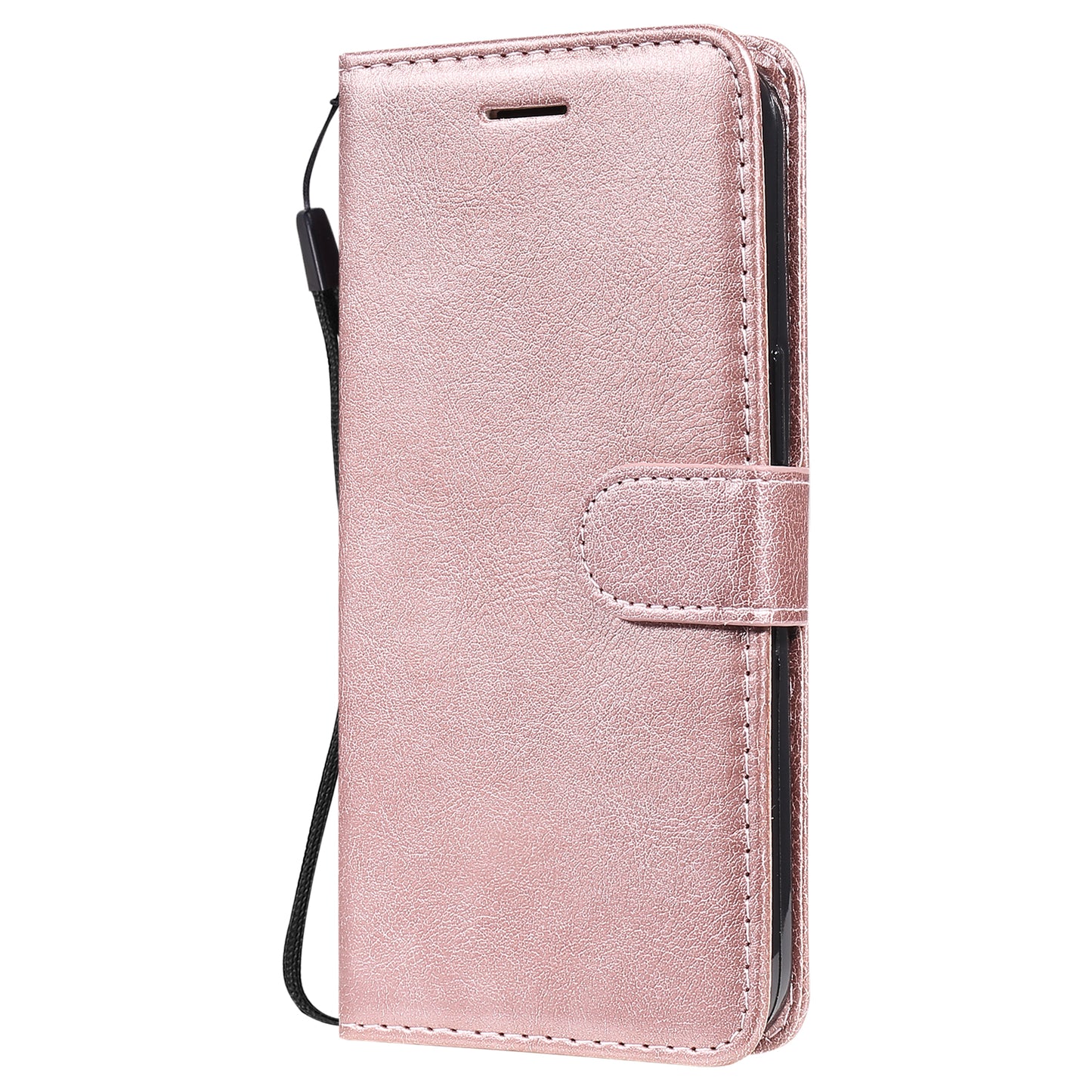 KT Leather Series-2 Solid Color PU Leather Phone Case Wallet Stand Shell with Strap for iPhone 13 Pro 6.1 inch