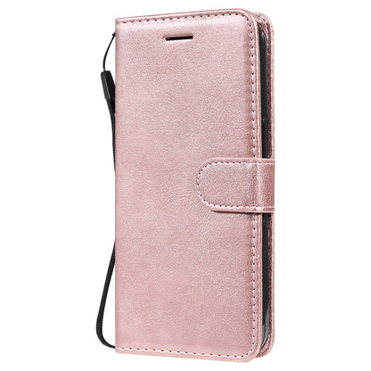 KT Leather Series-2 Solid Color PU Leather Phone Case Wallet Stand Shell with Strap for iPhone 13 Pro 6.1 inch