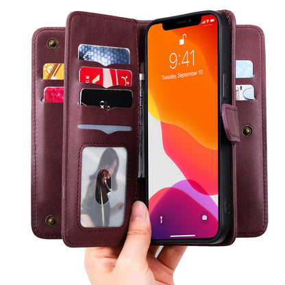 KT Multi-functional Series-1 Multiple Card Slots Drop-Resistant Wallet Design Phone Cover Stand Shell for iPhone 13 Pro Max 6.7 inch