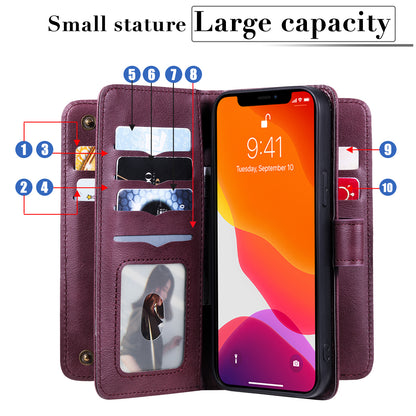KT Multi-functional Series-1 Multiple Card Slots Drop-Resistant Wallet Design Phone Cover Stand Shell for iPhone 13 Pro Max 6.7 inch