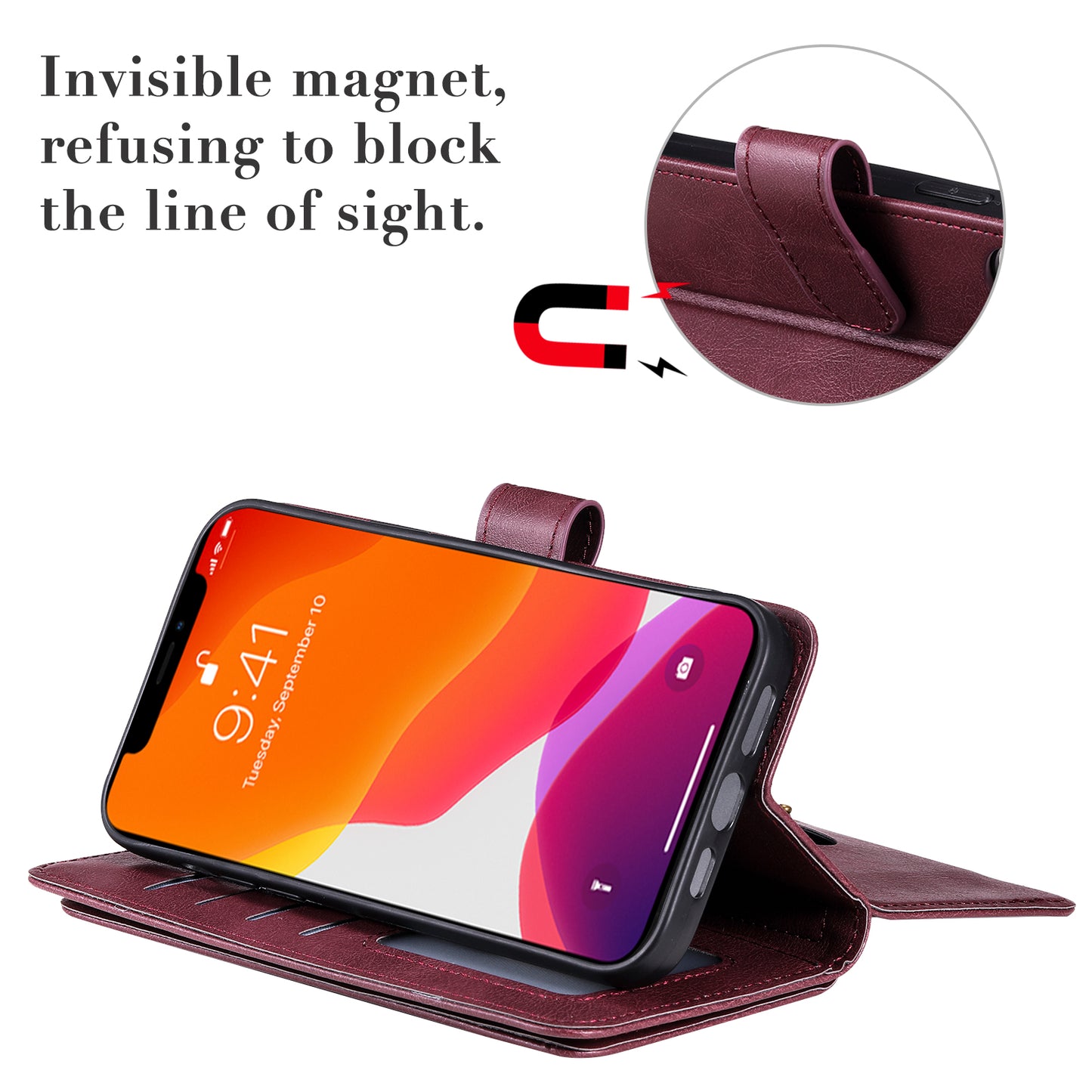 KT Multi-functional Series-1 Multiple Card Slots Drop-Resistant Wallet Design Phone Cover Stand Shell for iPhone 13 Pro Max 6.7 inch