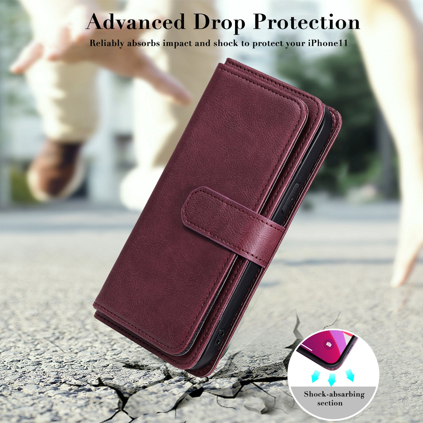 KT Multi-functional Series-1 Multiple Card Slots Drop-Resistant Wallet Design Phone Cover Stand Shell for iPhone 13 Pro Max 6.7 inch