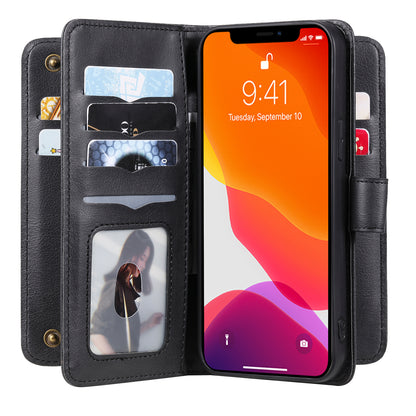 KT Multi-functional Series-1 Multiple Card Slots Drop-Resistant Wallet Design Phone Cover Stand Shell for iPhone 13 Pro Max 6.7 inch
