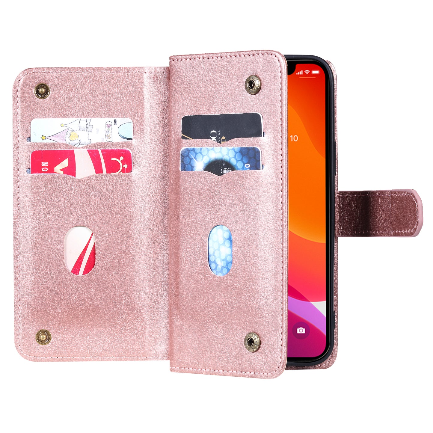 KT Multi-functional Series-1 Multiple Card Slots Drop-Resistant Wallet Design Phone Cover Stand Shell for iPhone 13 Pro Max 6.7 inch