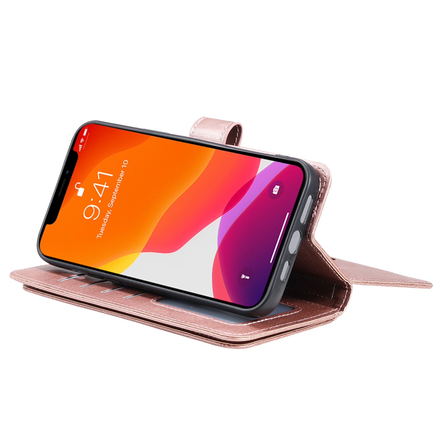 KT Multi-functional Series-1 Multiple Card Slots Drop-Resistant Wallet Design Phone Cover Stand Shell for iPhone 13 Pro Max 6.7 inch