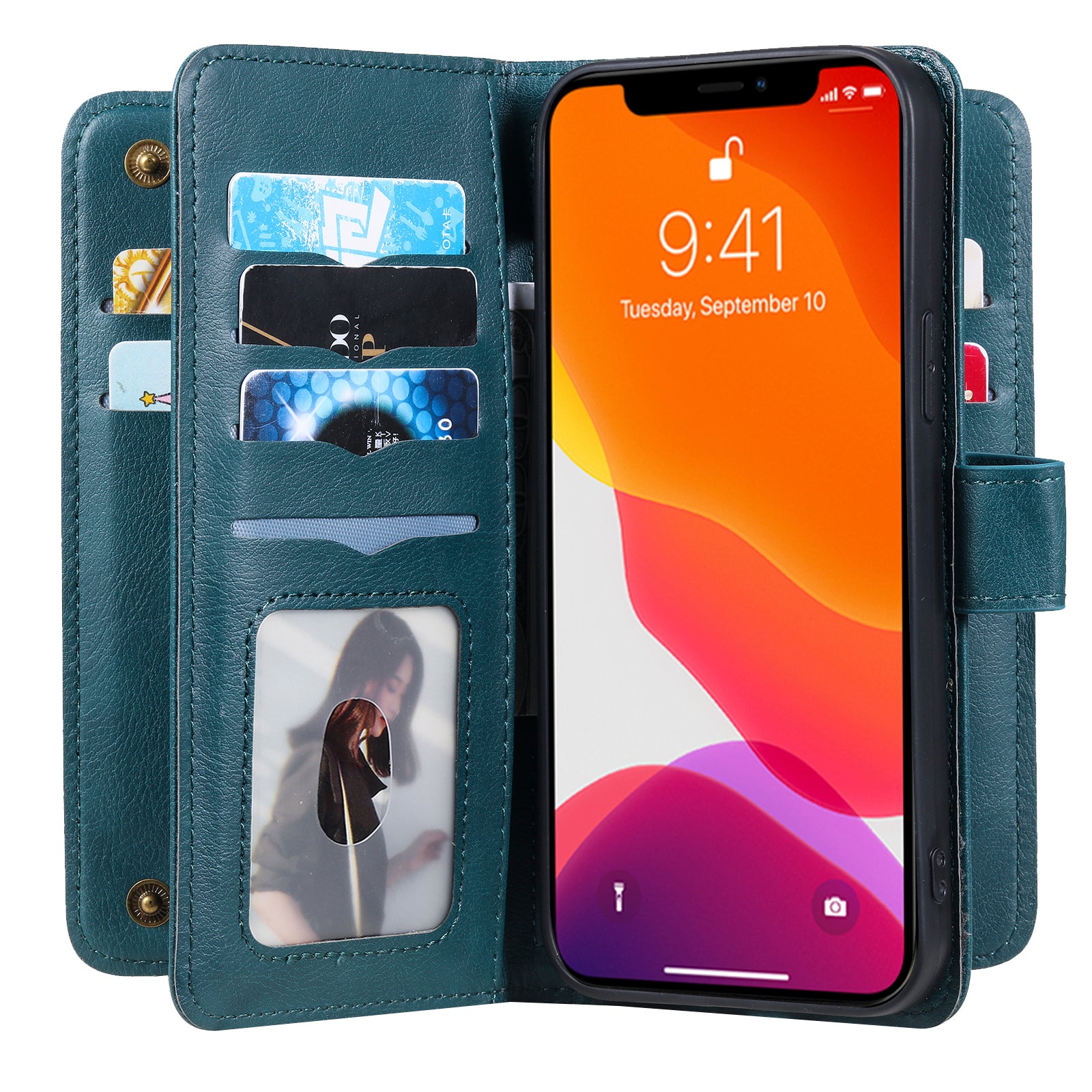 KT Multi-functional Series-1 Multiple Card Slots Drop-Resistant Wallet Design Phone Cover Stand Shell for iPhone 13 Pro Max 6.7 inch