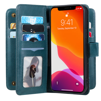 KT Multi-functional Series-1 Multiple Card Slots Drop-Resistant Wallet Design Phone Cover Stand Shell for iPhone 13 Pro Max 6.7 inch