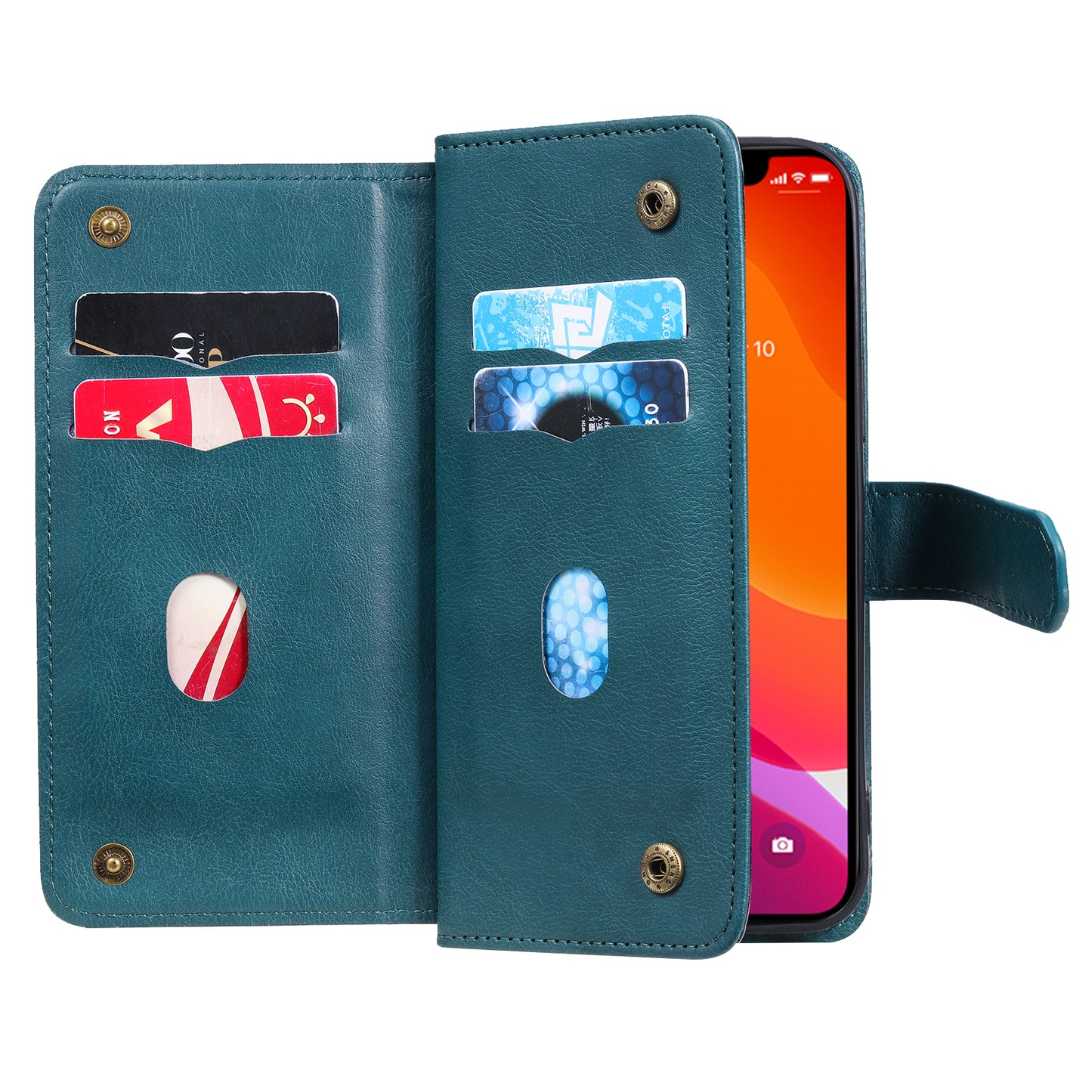 KT Multi-functional Series-1 Multiple Card Slots Drop-Resistant Wallet Design Phone Cover Stand Shell for iPhone 13 Pro Max 6.7 inch