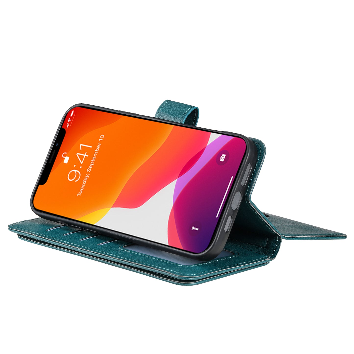 KT Multi-functional Series-1 Multiple Card Slots Drop-Resistant Wallet Design Phone Cover Stand Shell for iPhone 13 Pro Max 6.7 inch
