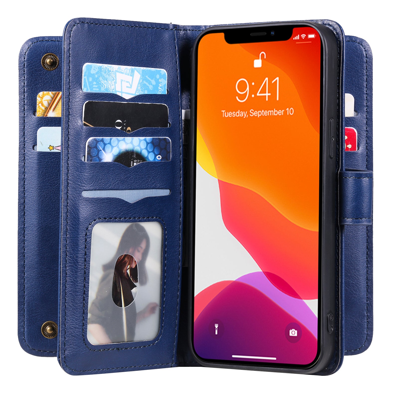 KT Multi-functional Series-1 Multiple Card Slots Drop-Resistant Wallet Design Phone Cover Stand Shell for iPhone 13 Pro Max 6.7 inch