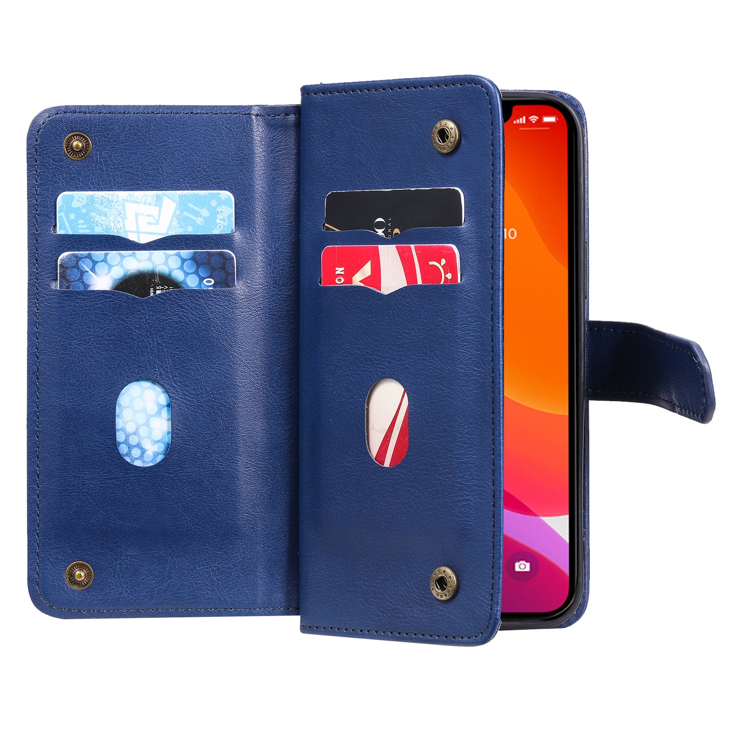 KT Multi-functional Series-1 Multiple Card Slots Drop-Resistant Wallet Design Phone Cover Stand Shell for iPhone 13 Pro Max 6.7 inch
