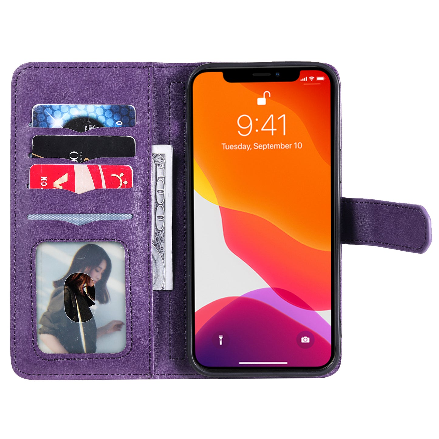 KT Multi-functional Series-1 Multiple Card Slots Drop-Resistant Wallet Design Phone Cover Stand Shell for iPhone 13 Pro Max 6.7 inch