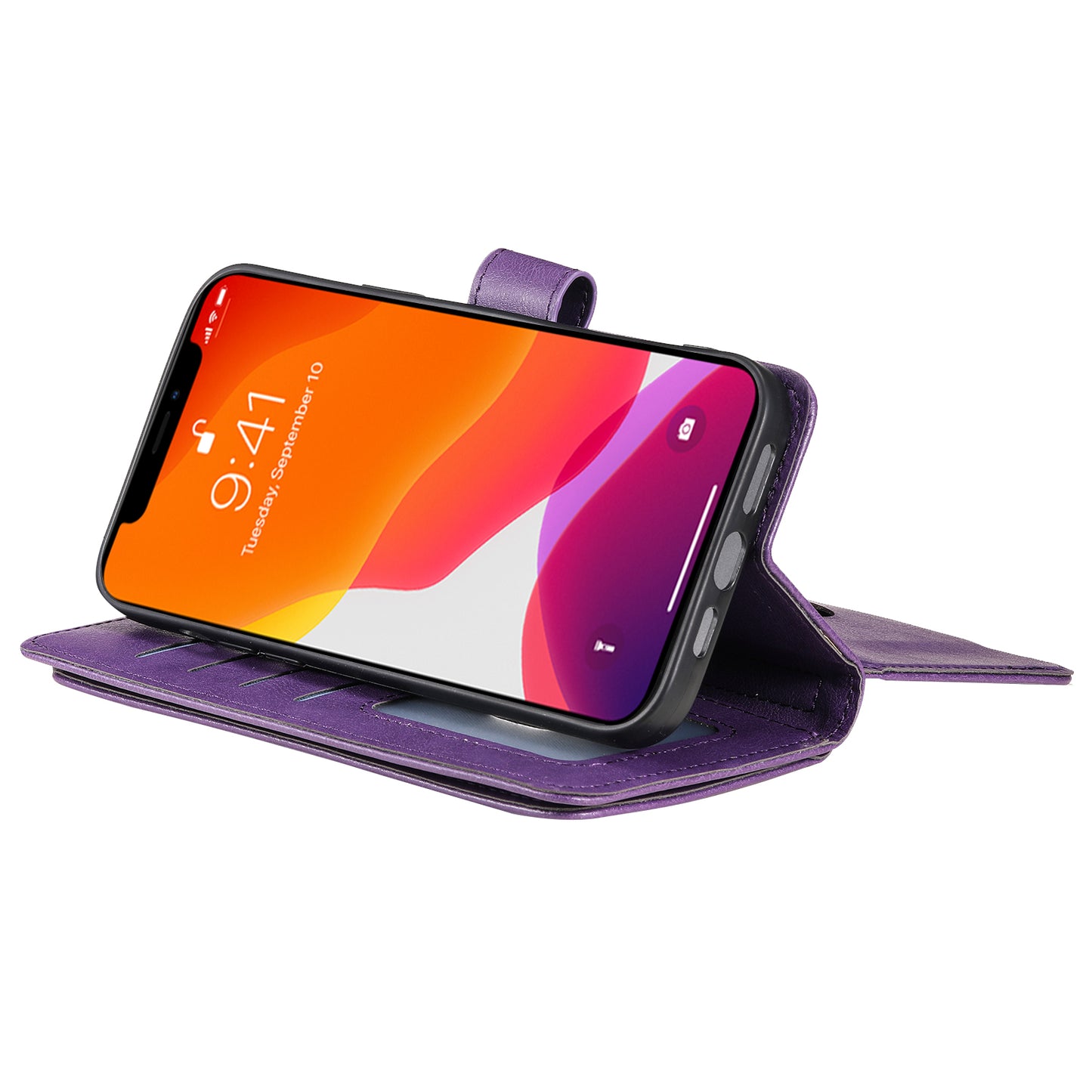 KT Multi-functional Series-1 Multiple Card Slots Drop-Resistant Wallet Design Phone Cover Stand Shell for iPhone 13 Pro Max 6.7 inch