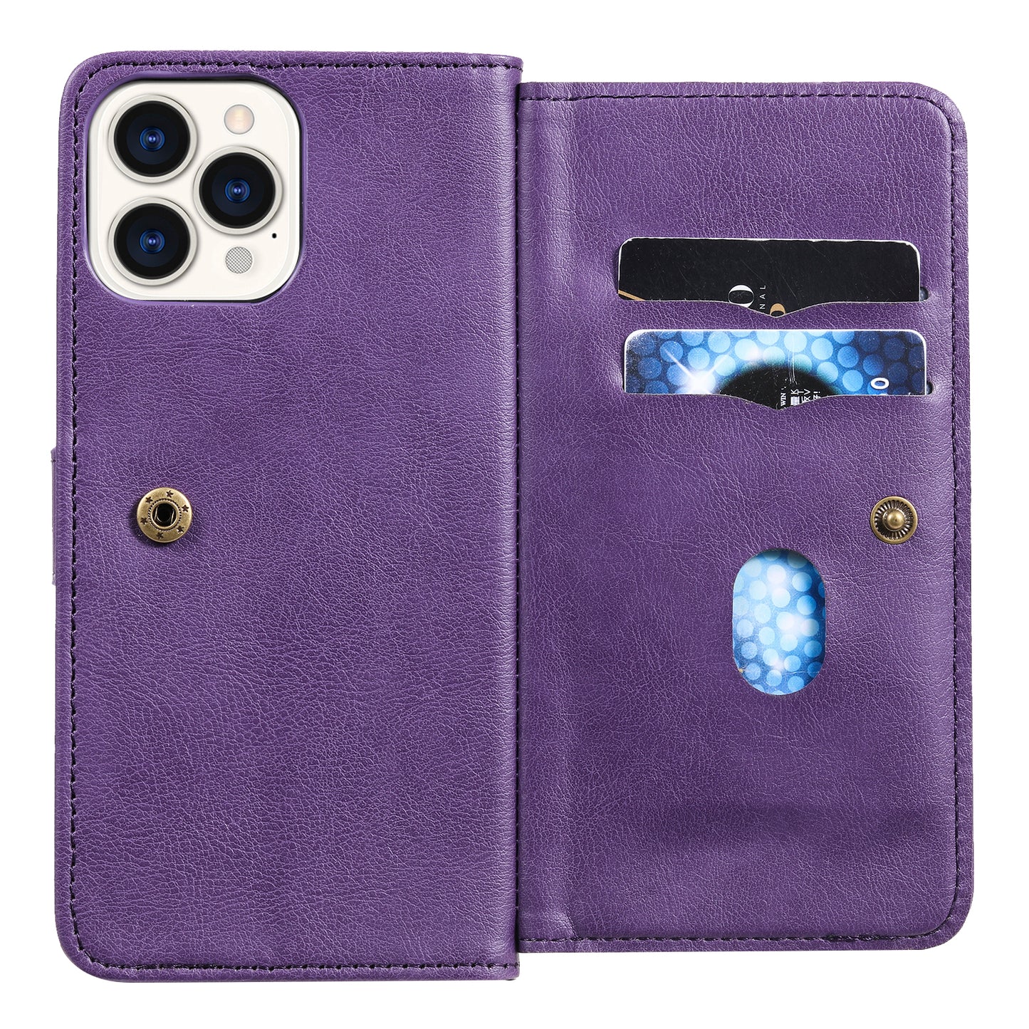 KT Multi-functional Series-1 Multiple Card Slots Drop-Resistant Wallet Design Phone Cover Stand Shell for iPhone 13 Pro Max 6.7 inch