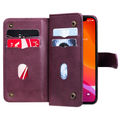 For iPhone 13 Pro 6.1 inch KT Multi-functional Series-1 Large Capacity Phone Cover Stand Shell with Multiple Card Slots Wallet Design