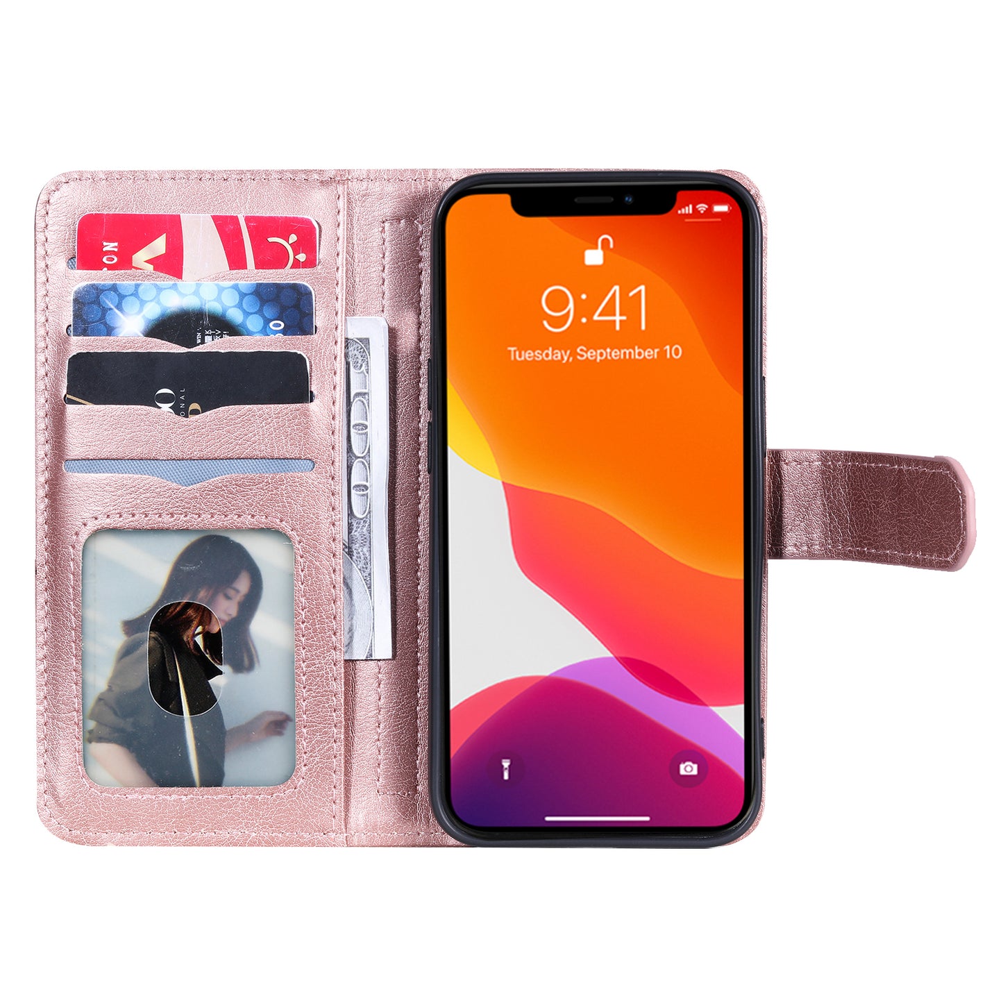 For iPhone 13 Pro 6.1 inch KT Multi-functional Series-1 Large Capacity Phone Cover Stand Shell with Multiple Card Slots Wallet Design