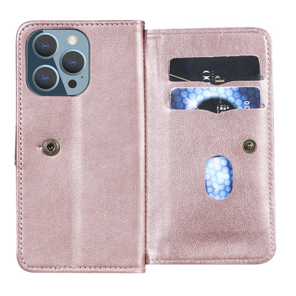 For iPhone 13 Pro 6.1 inch KT Multi-functional Series-1 Large Capacity Phone Cover Stand Shell with Multiple Card Slots Wallet Design