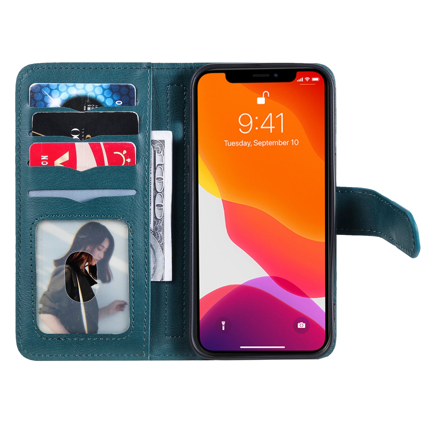 For iPhone 13 Pro 6.1 inch KT Multi-functional Series-1 Large Capacity Phone Cover Stand Shell with Multiple Card Slots Wallet Design
