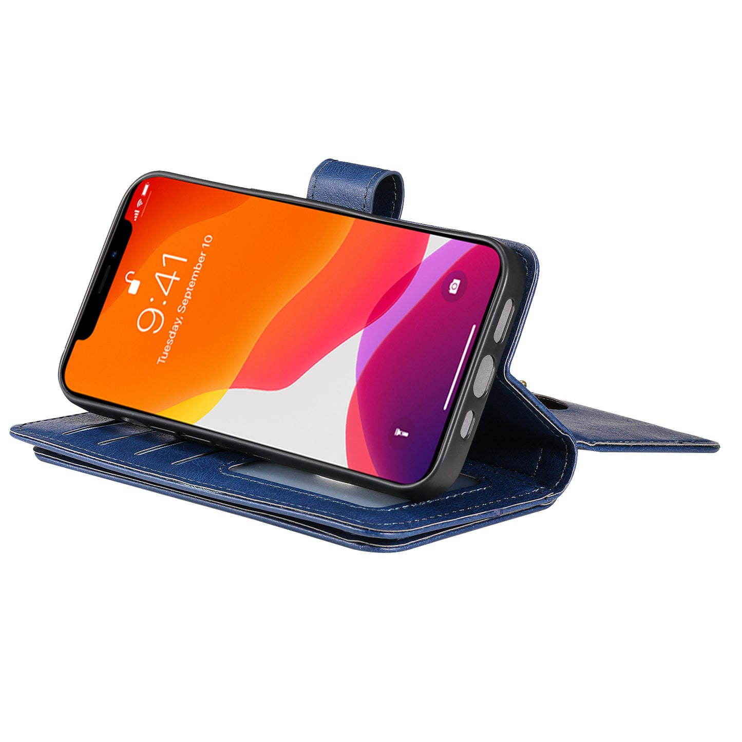 For iPhone 13 Pro 6.1 inch KT Multi-functional Series-1 Large Capacity Phone Cover Stand Shell with Multiple Card Slots Wallet Design