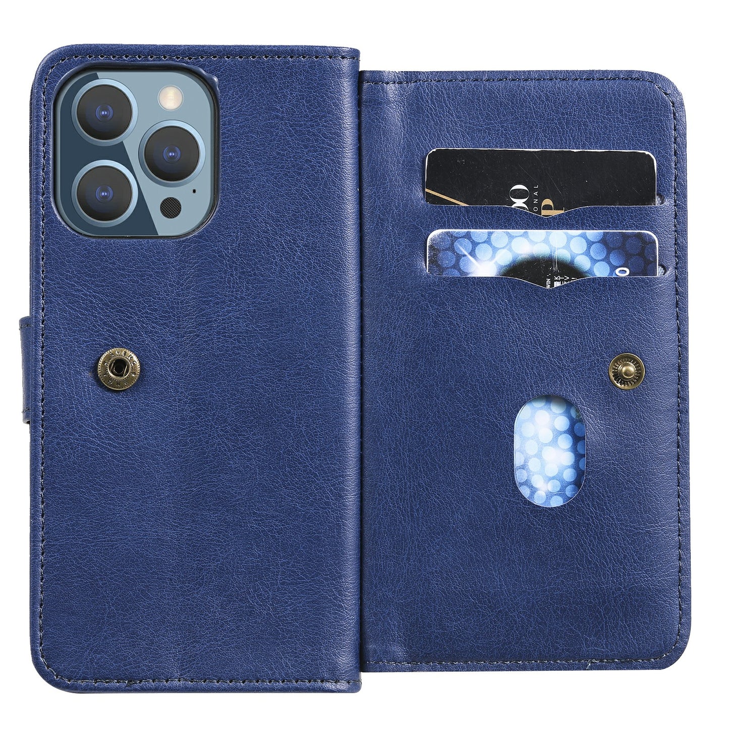 For iPhone 13 Pro 6.1 inch KT Multi-functional Series-1 Large Capacity Phone Cover Stand Shell with Multiple Card Slots Wallet Design